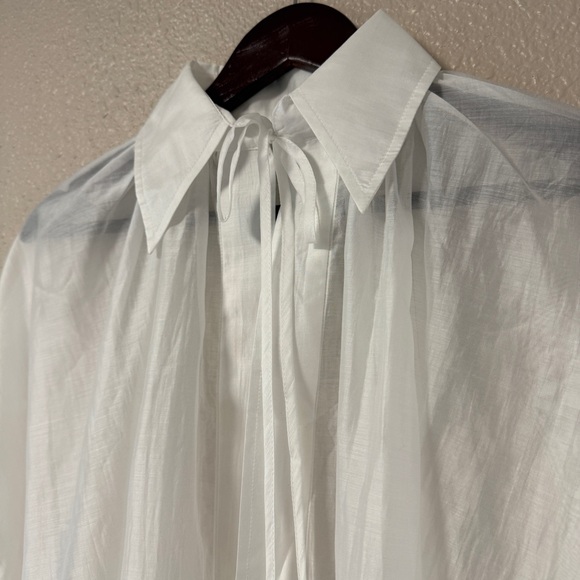 NWOT Helsa Poet Blouse White Sheer Romantic Tie Neck Top XS Chic Spring Break - Picture 7 of 9